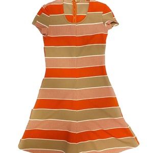 1970s Vintage Orange Striped Scooter Mini Dress